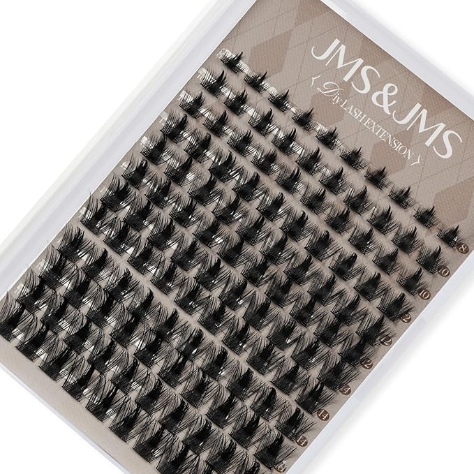 JMS&JMS Lash Clusters Eyelash Clusters 8-18MIX CC Curl Cluster Lashes Soft Wispy Lash Clusters Natural Look DIY Lash Extension At Home(California Sunset-8-18MIX)