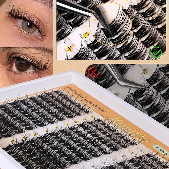 Manga Lash Clusters Natural Eyelash Clusters Wispy Cluster Eyelash Extensions Spiky Lashes Clusters with Soft Thin Band 240PCS Daily Wear Eyelashes Clusters C-Curly 10-16mm DIY Lash Extensions