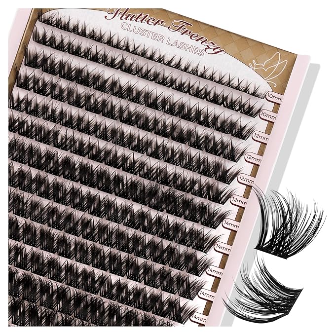 PopUp Cluster Lashes 168pcs Wispy Lash Clusters Soft D Curl Eyelash Clusters Russian Lashes Clusters DIY Eyelash Extensions at Home,Thin Bank 9-18mm MIX (Y163)