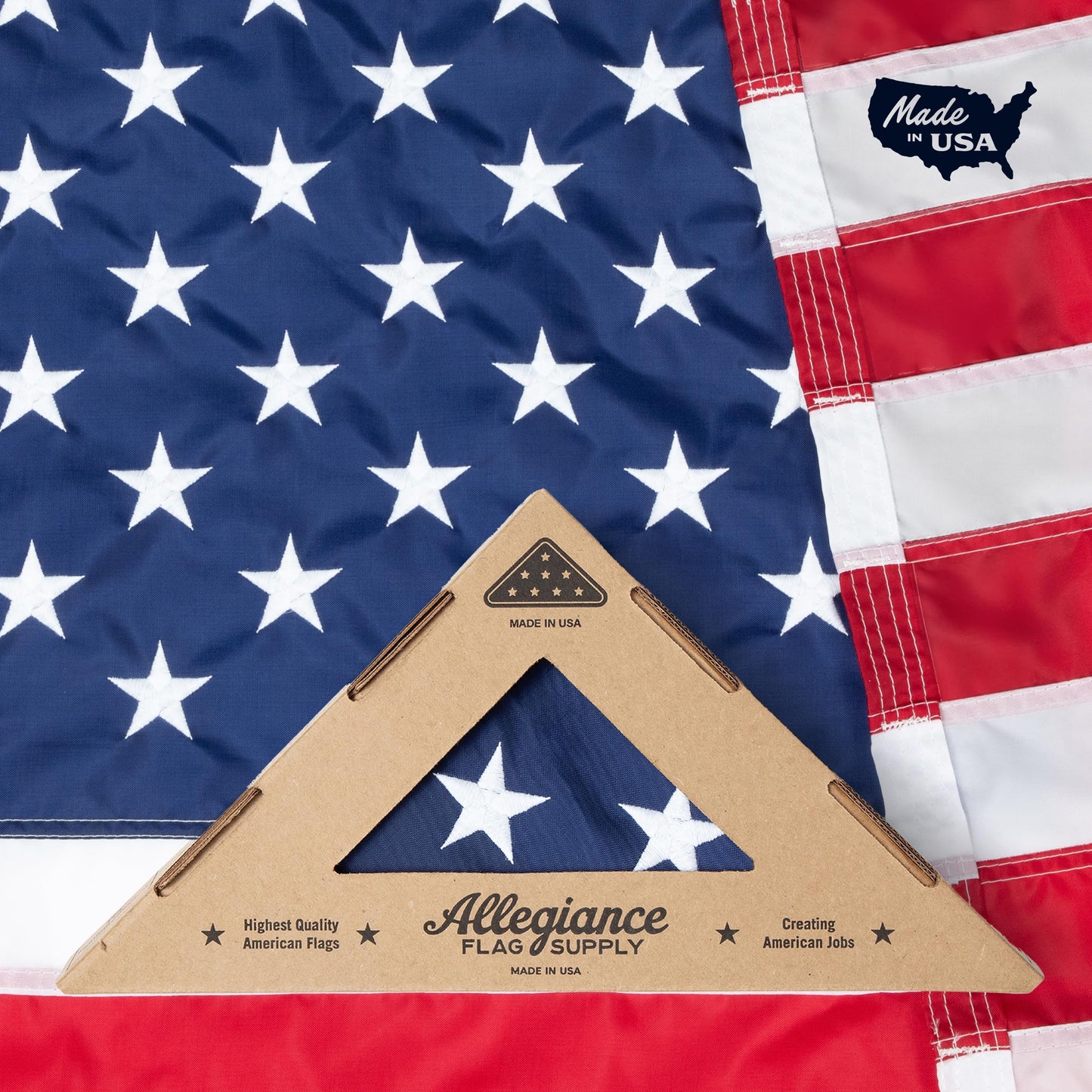 Allegiance Flags Made in USA American Flags For Outside 5x8 Ft | Premium US Flag with American-Sourced 200D Nylon, Embroidered Stars, Hand-Sewn Stripes | Heavy Duty All-Weather & Fade Resistant