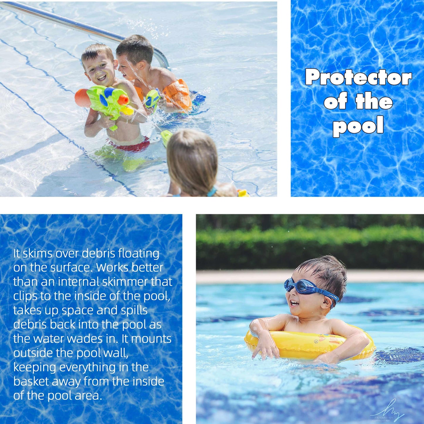 TonGass (Complete Set Universal Fit Above Ground Pool Skimmers (White) Pool Skimmer Accessory Kit ABS Plastic Thru-Wall Skimmer with Accessories Opening Width 6" Fits All Standard Pools Wall Cutouts