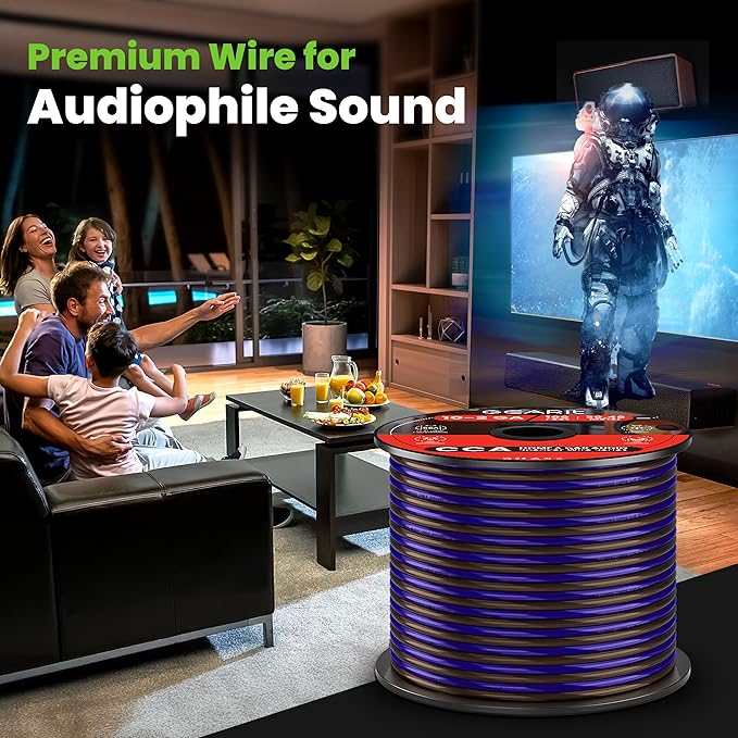 GEARit Pro Series 16AWG Speaker Wire, 16 Gauge Speaker Wire Cable (100 Feet / 30 Meters) Great Use for Home Theater Speakers and Car Speakers, Transparent Black/Purple