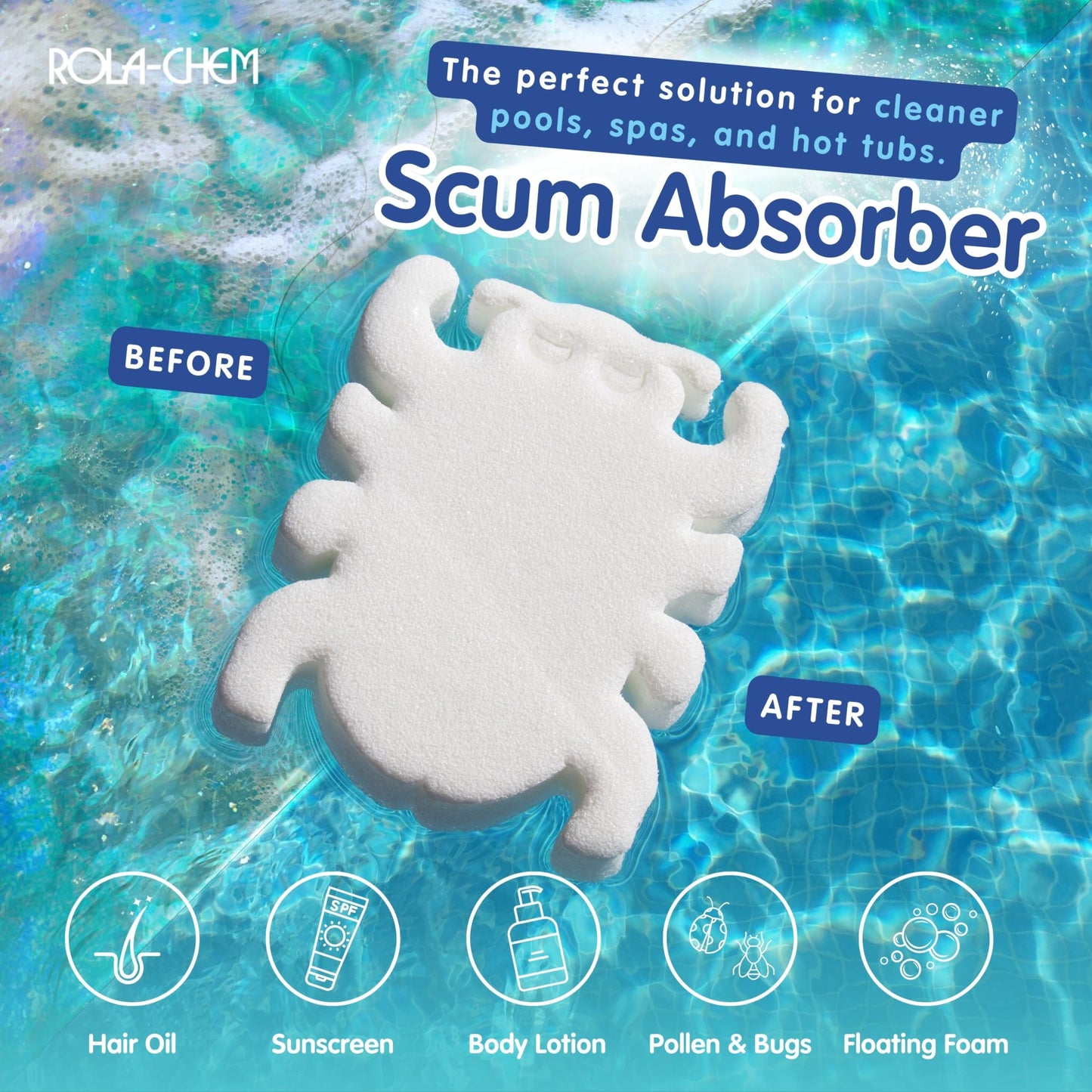 2 Pack Scumbug Hot Tub Scum Absorber – The Original, Highest Rated Scum Absorber Ever – Pool Sponge Oil Absorber for Hot Tub, Spa & Pool – Hot Tub Cleaning Tools That Soak Up Oil & Grime
