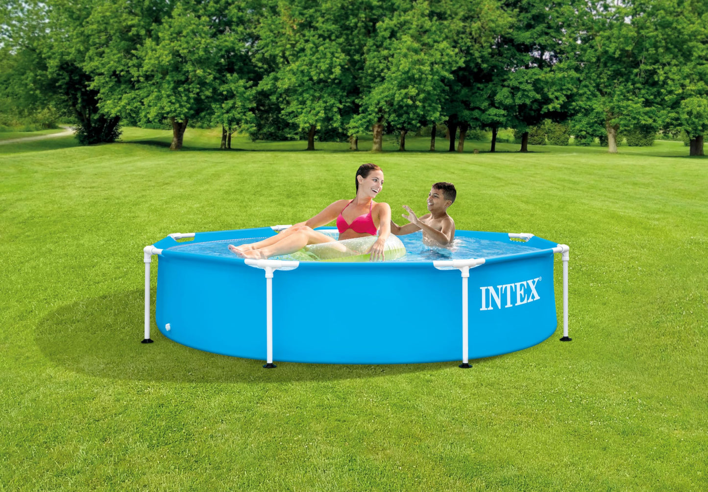 INTEX 28205EH Metal Frame Above Ground Swimming Pool: 8ft x 20in – Puncture-Resistant Material – Easy Assemble – Rust Resistant – 483 Gallon Capacity