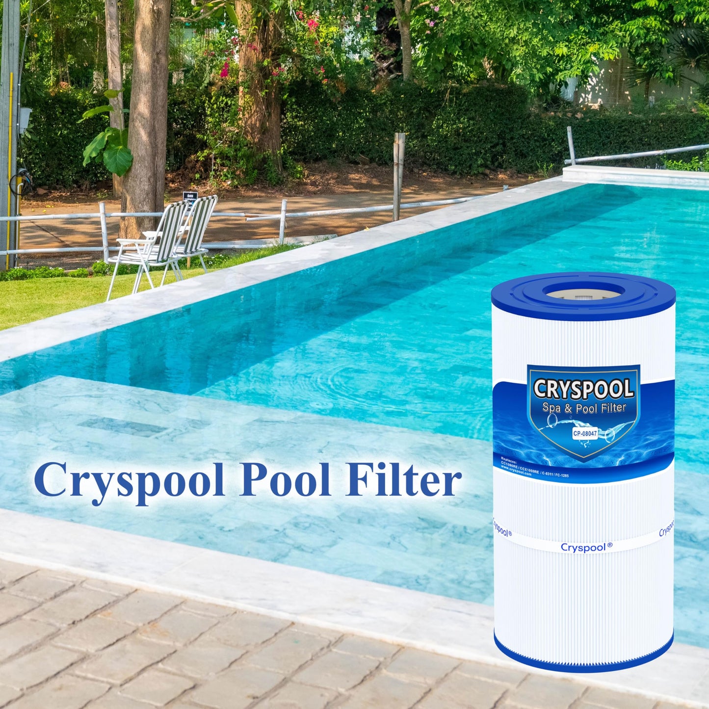 Cryspool® 08047 Filter Compatible with CCX1000RE (CC 1000E), XStream CC1000RE, PXST100, C-8311, FC-1285, 100 Sq. Ft Pool Filter Cartridge, L×OD: 17-3/8"× 8-15/16”, 1 Pack