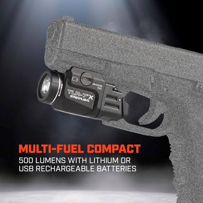 Streamlight 69424 TLR-7 X 500-Lumen Compact Tactical Weapon Light, Includes High, Low Paddle Switches and Key Kit, Black