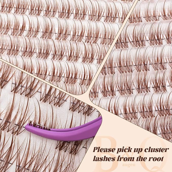 B&Q Brown Lash Clusters Blonde Velure Eyelash Cluster for Light Hair, MochaLash Cluster Eyelash Extensions Soft Browns False Eyelashes Comfortable Velure Eyelash Clusters(Velure 06)