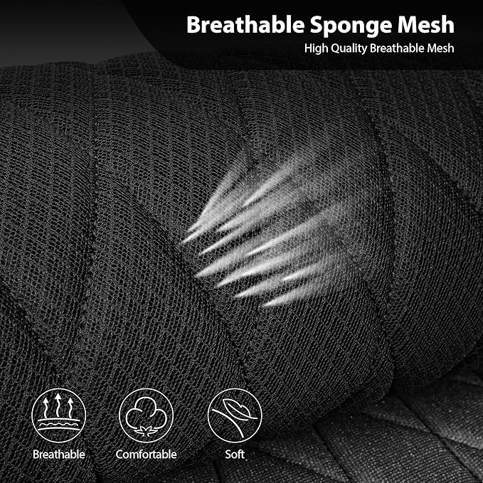 CAR PASS Thick Foam 3D Air Mesh Leather Car Seat Covers Front Seats Only, Luxury Breathable Premuim PU Leather Two Front Seat Covers,Airbag Compatible Universal Fit for 95% Sedan Van Truck SUV, Black