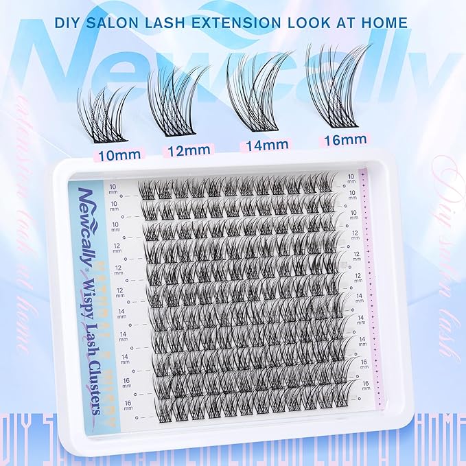 Cluster Eyelash Extensions Kit Lash Clusters Kit Natural Wispy Individual Lashes Kit C-curly DIY Lash Extension Kit 10-16MM Eyelash Clusters Kit with Lash Remover by Newcally