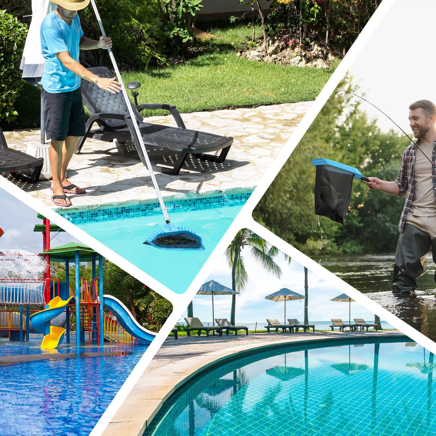 Mowend Pool Net, Swimming Pool Skimmer Net with Deep Bag Net for Fast Pool Cleaning, Heavy Duty Pool Cleaner Supplies and Accessories, Fits Standard 1-1/4" Pool Pole (Pole Not Included)
