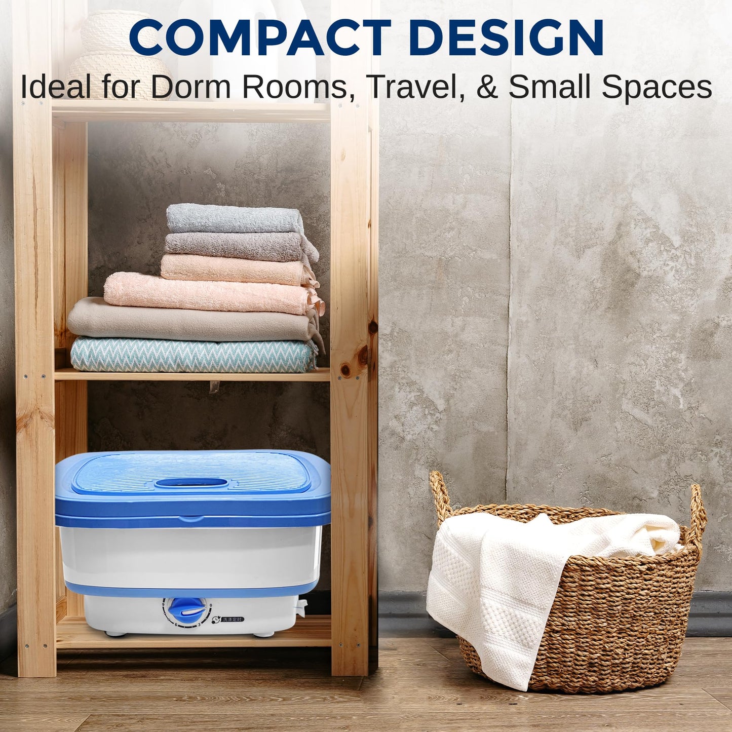 Pure Clean Portable Washing Machine 15L – Foldable Mini Washer for Baby Clothes, Underwear, Small Laundry – Compact Washing Machine for Apartments, Dorms, RV, Camping, Travel
