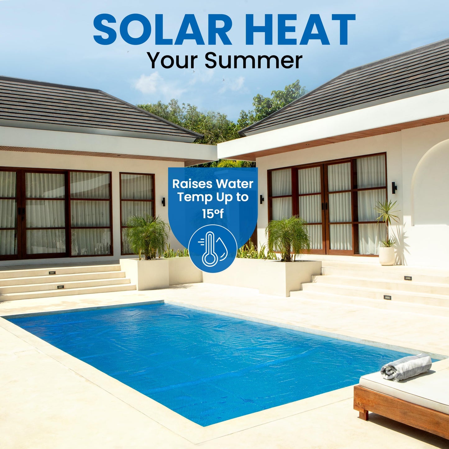 Sun2Solar Solar Pool Cover 16 Mil | 16 Ft Blue Solar Blanket | Round Swimming Pool Cover | Water Conservation & Debris Protection