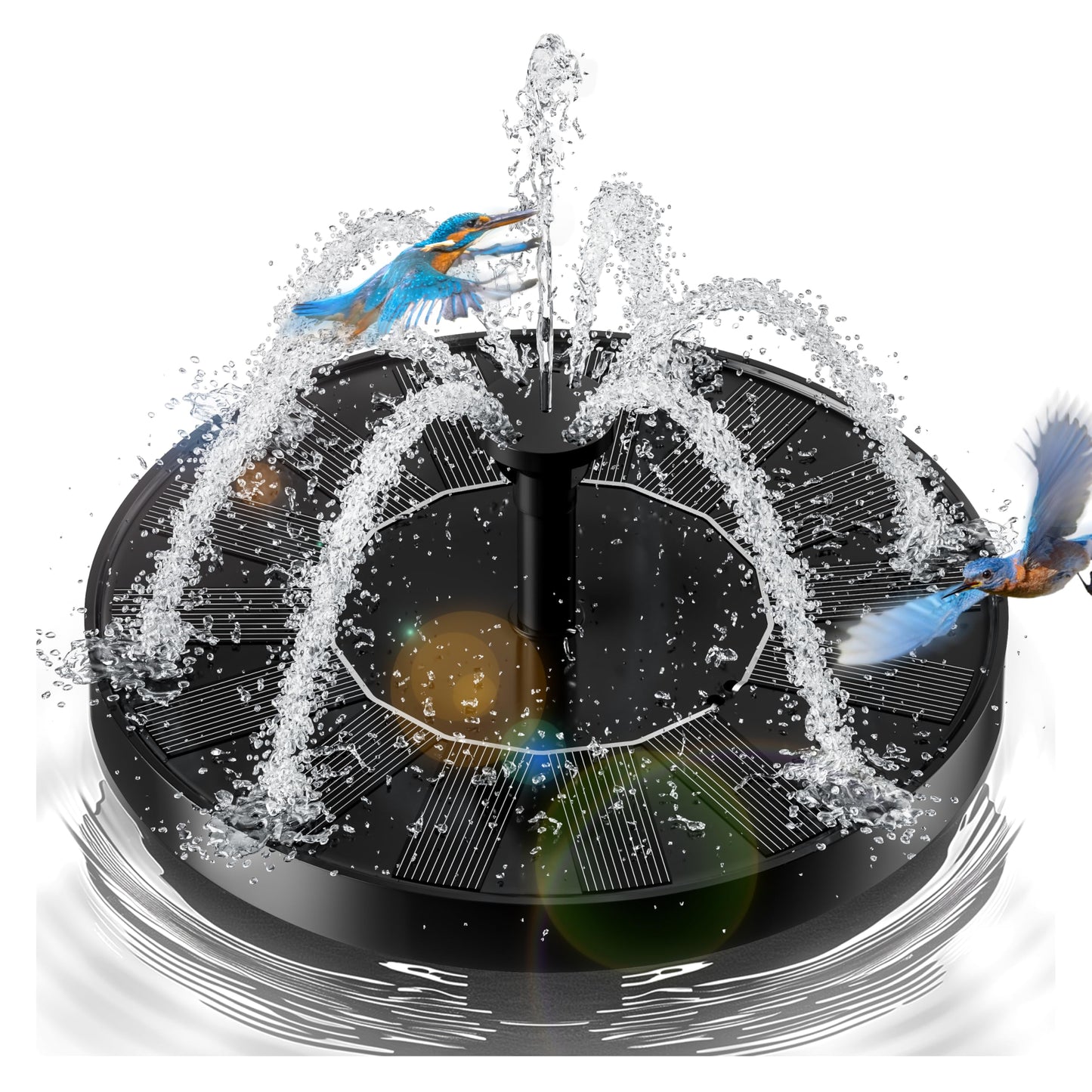 2.5W Solar Bird Bath Fountainsâ Upgraded Solar Pond Fountain with 6 Nozzles,Solar Fountain for Bird Bath, Pond, Garden Decor (Black)