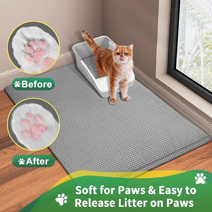 GRELY Cat Litter Mats- Extra Large XXL 47''X 36'',2 Layer Litter Box Mat for Indoor Cats,Rug for Pet Kitty,Litter Trapping Mats,Waterproof Urine Proof,Non-Slip
