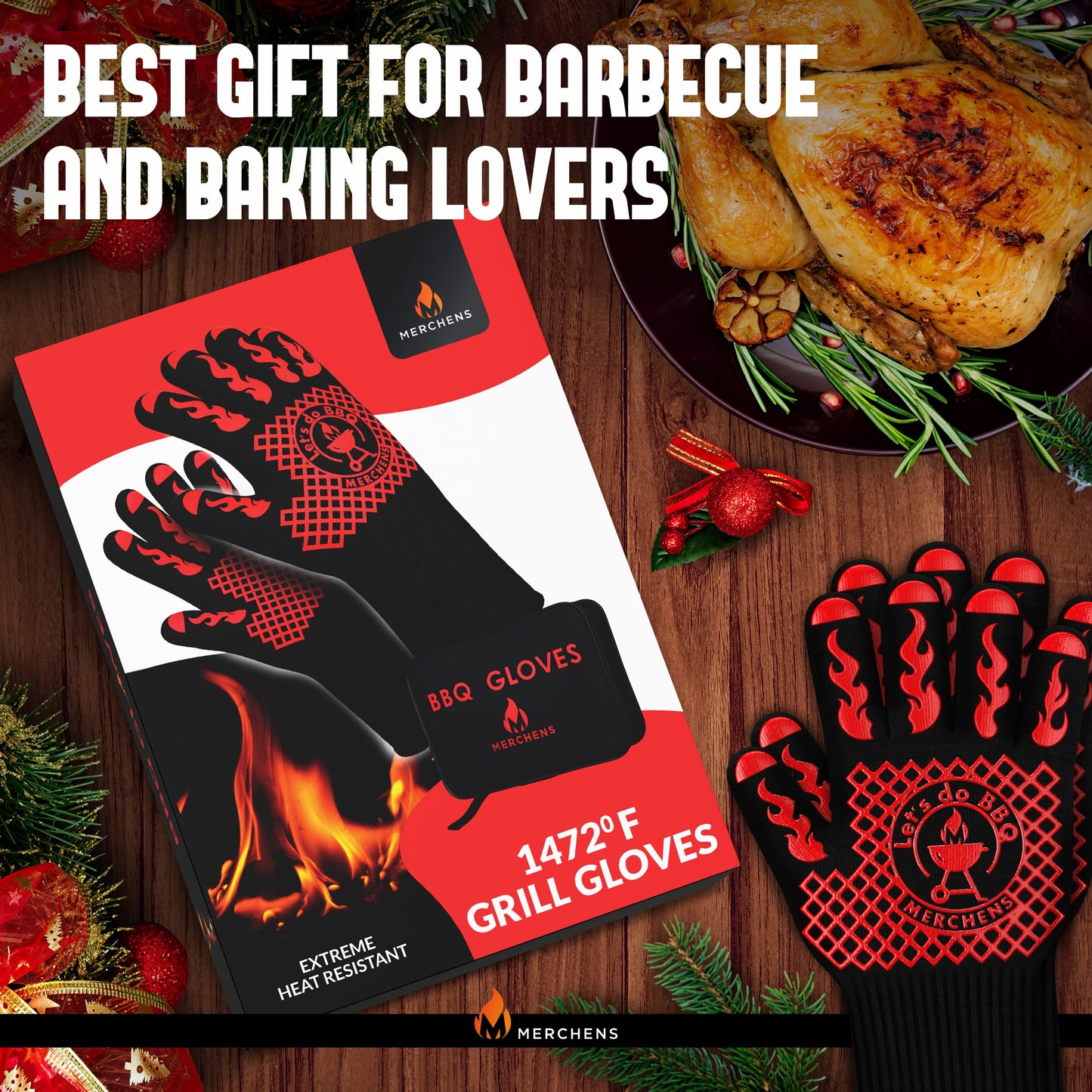 BBQ Grill & Oven Gloves 1472°F Heat Resistant – Fireproof, Non-Slip Silicone Mitts for Grilling, Smoking & Baking – Extra-Long Protection – Includes Storage Case & Luxury Gift Box | Pro Series