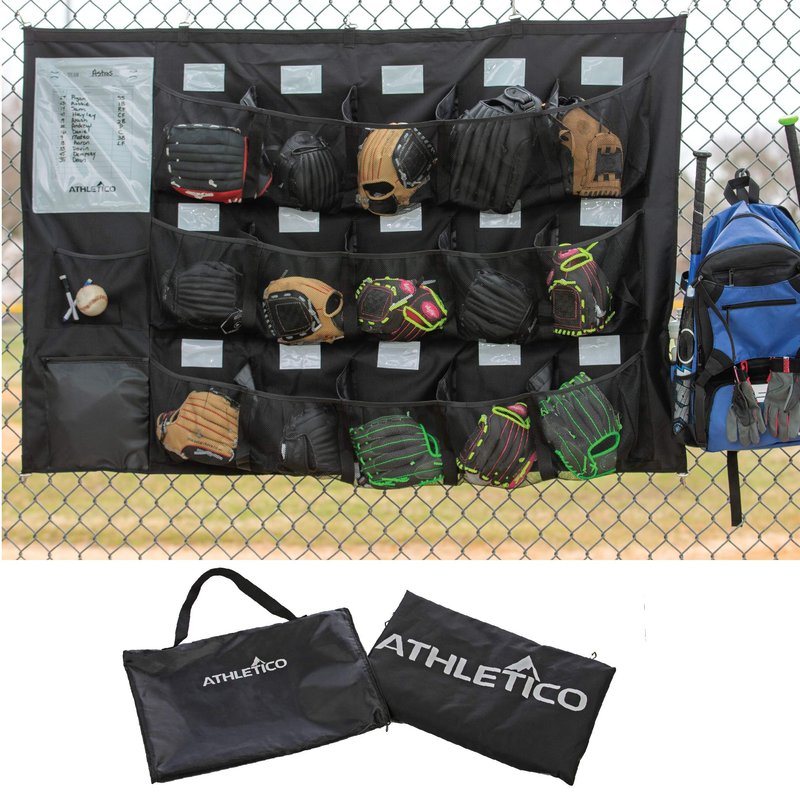 Athletico 15 Player Dugout Organizer - Hanging Baseball Helmet Bag to Organize Baseball Equipment Including Gloves, Helmets, Batting Gloves, Balls, & More