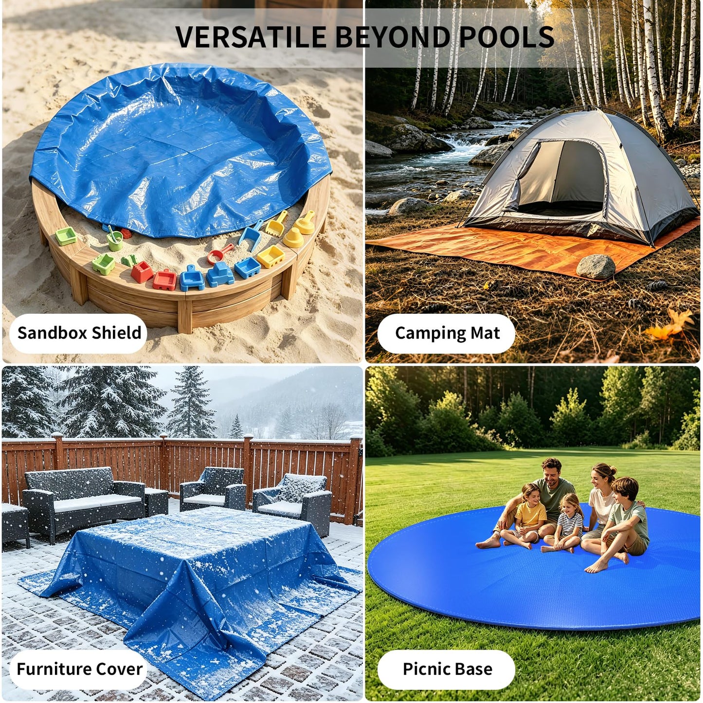 18FT Round Pool Liner Pad for Above Ground Pools, 180 GSM Heavy-Duty Puncture Resistant Under Mat, Underlayment Outdoor Tarp Protector for Lawn Concrete, Pool Floor Base Pad, Extends Liner Life