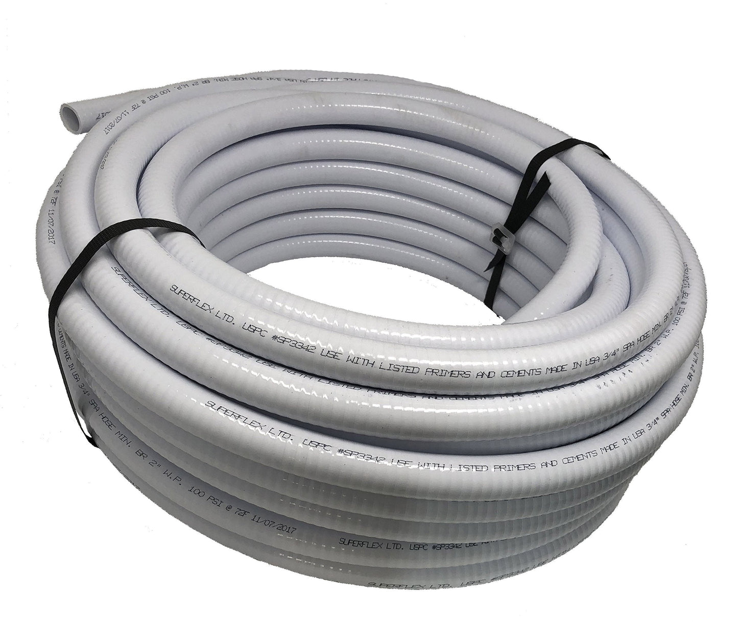 Sealproof 2" Dia Flexible PVC Pipe, Pool and Spa Hose, Schedule 40 Tubing, Made In USA, 2-Inch, 25 FT, White