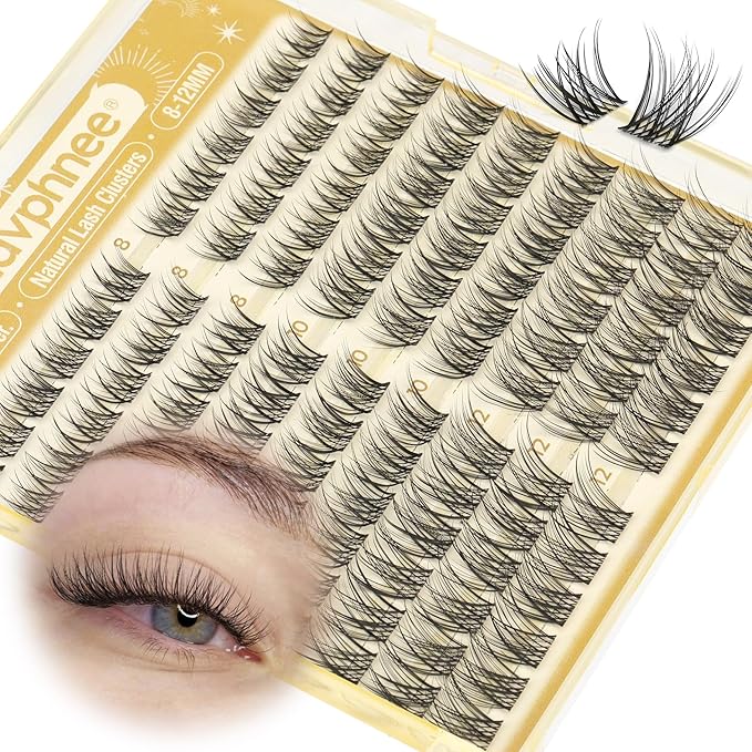 8-12MM Natural Lash Clusters Short Eyelash Clusters Clear Band Cluster Lashes Extensions Wispy Individual Lashes CC Curve Fluffy Pestañas Postizas Naturales 108PCS Cluster Eyelash Extensions