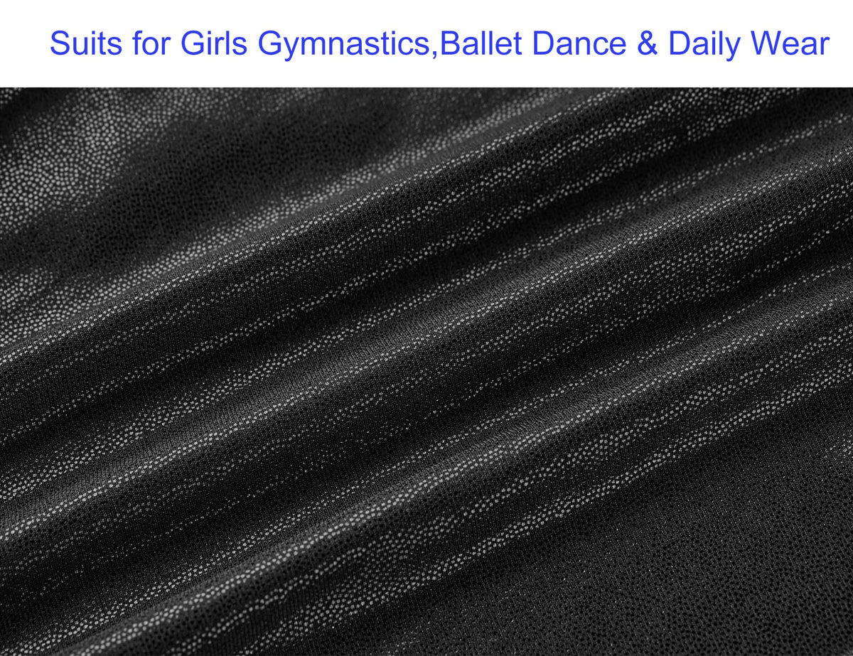 Domusgo Leotard for Girls Gymnastics Size 4t 5t Sparkly Black Tumbling One Piece Long Sleeve Outfits