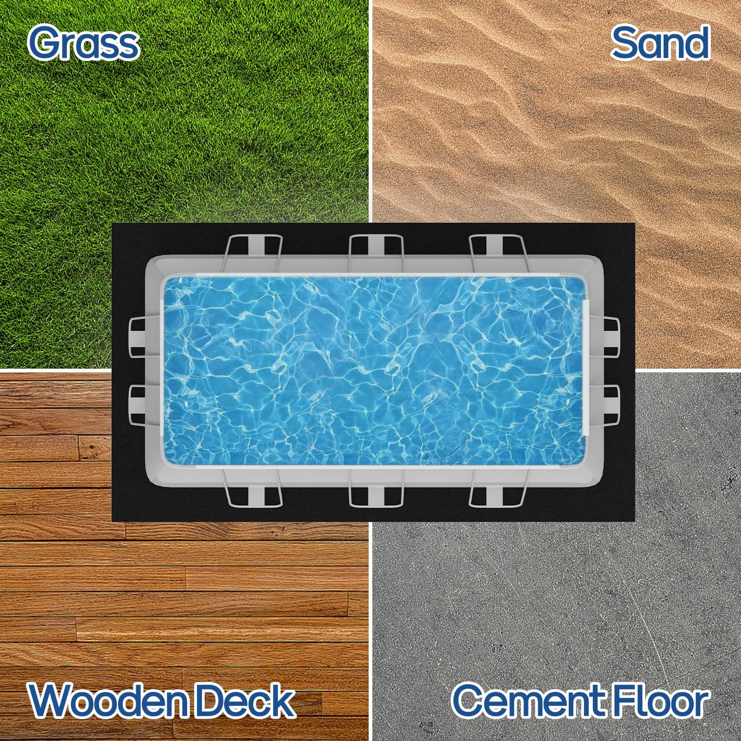 Mosenpol 9' × 18' Rectangle Pool Liner Pad for Above Ground Pool, Durable Pre-Cut Under Pool Padding, Puncture Protection and Extend Liner Life