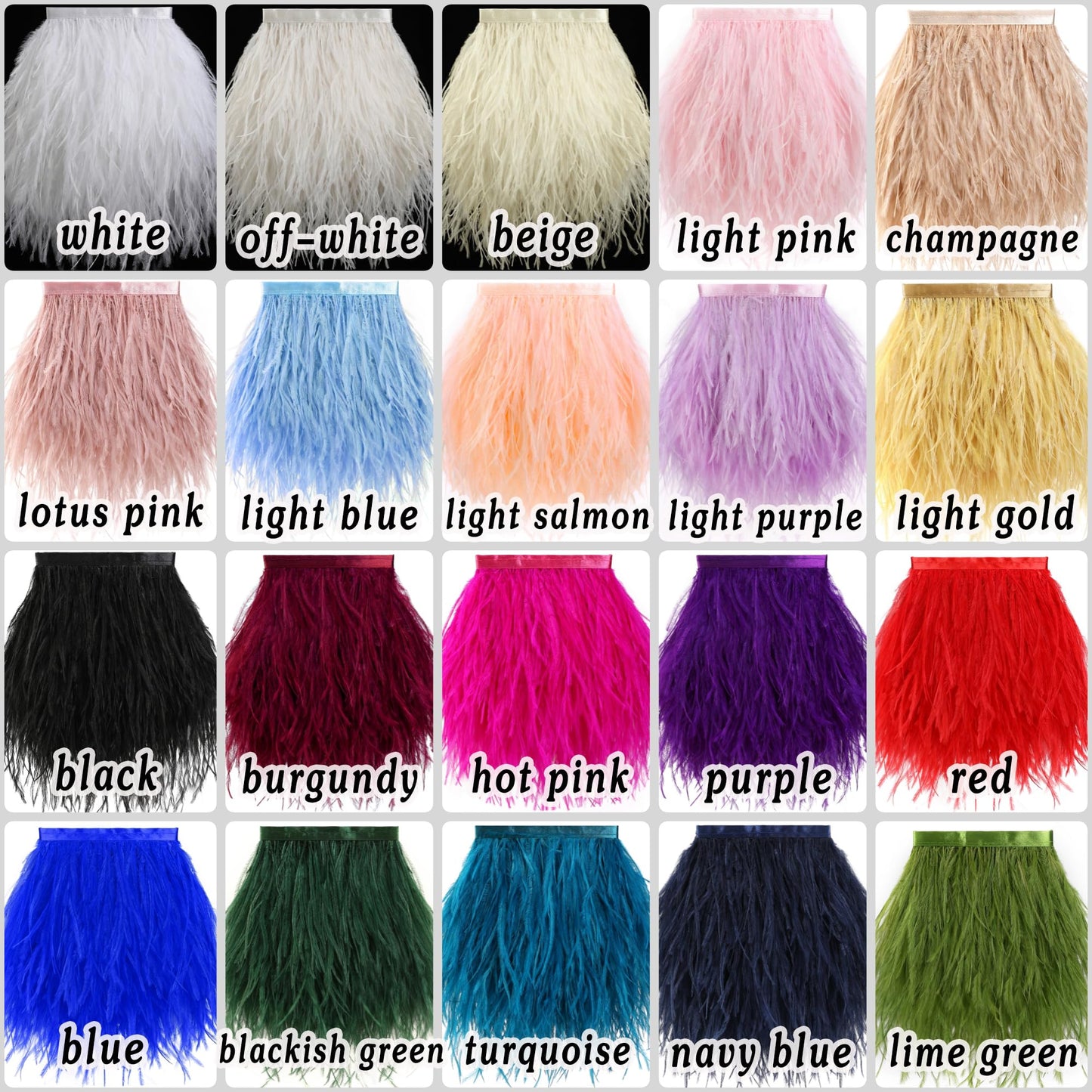 Soarer Light Blue Ostrich Feather Trim - 1.5Ply 4-5Inch 2Yards Feathers Fringe Trim for DIY Sewing Clothing,Halloween Home Party(1.5ply-Light Blue)