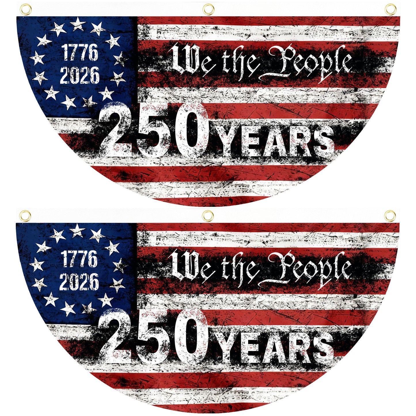 2PCS 250th Anniversary USA Flag, 1.5X3 FT 1776-2026 Fan Flags, 2 Ply Year American Anniversary Flag for Wall, Front Door, Porch, Fence, Outdoor Decorations (Style 6)