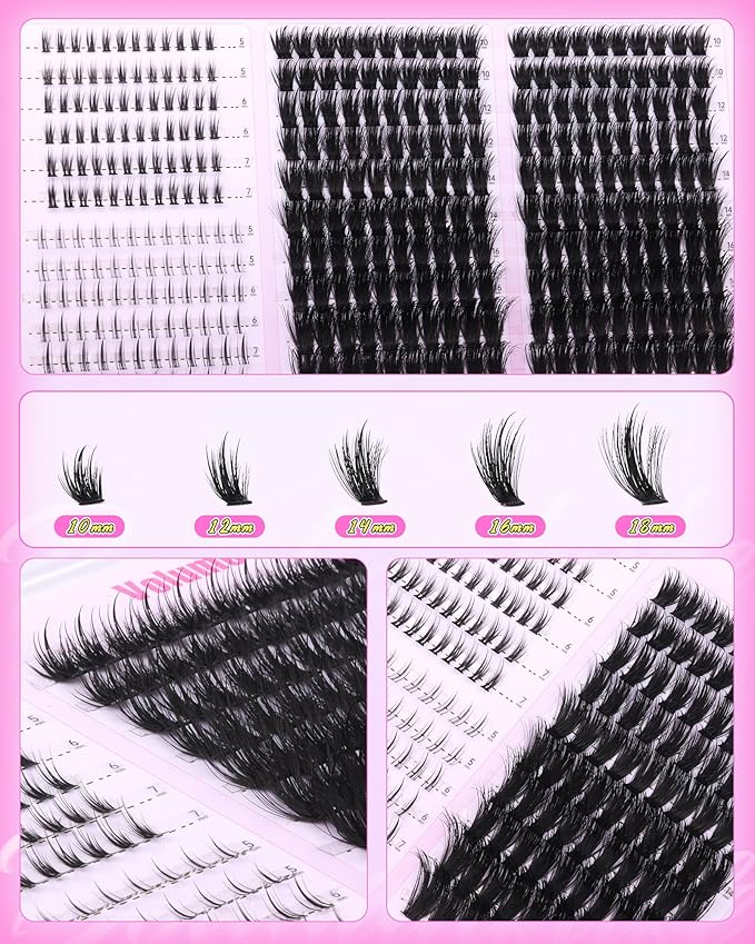 Lash Clusters with Bottom Lashes Fluffy Eyelash Clusters Fairy Individual Lashes 100D Wispy Cluster Eyelash Extensions D Curl Cluster Lashes Spiky Lash Extensions by Boahankuke