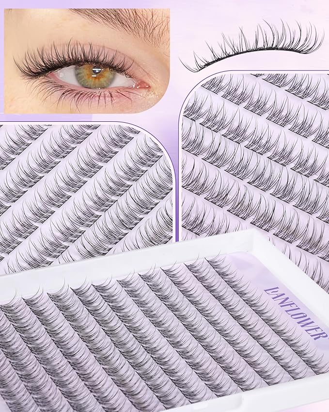 Natural Lash Clusters Wispy Eyelash Clusters 9-12mm Short Cluster Eyelash Extensions C Curl Thin Band Individual Lashes Clusters pestañas postizas naturales by Lanflower
