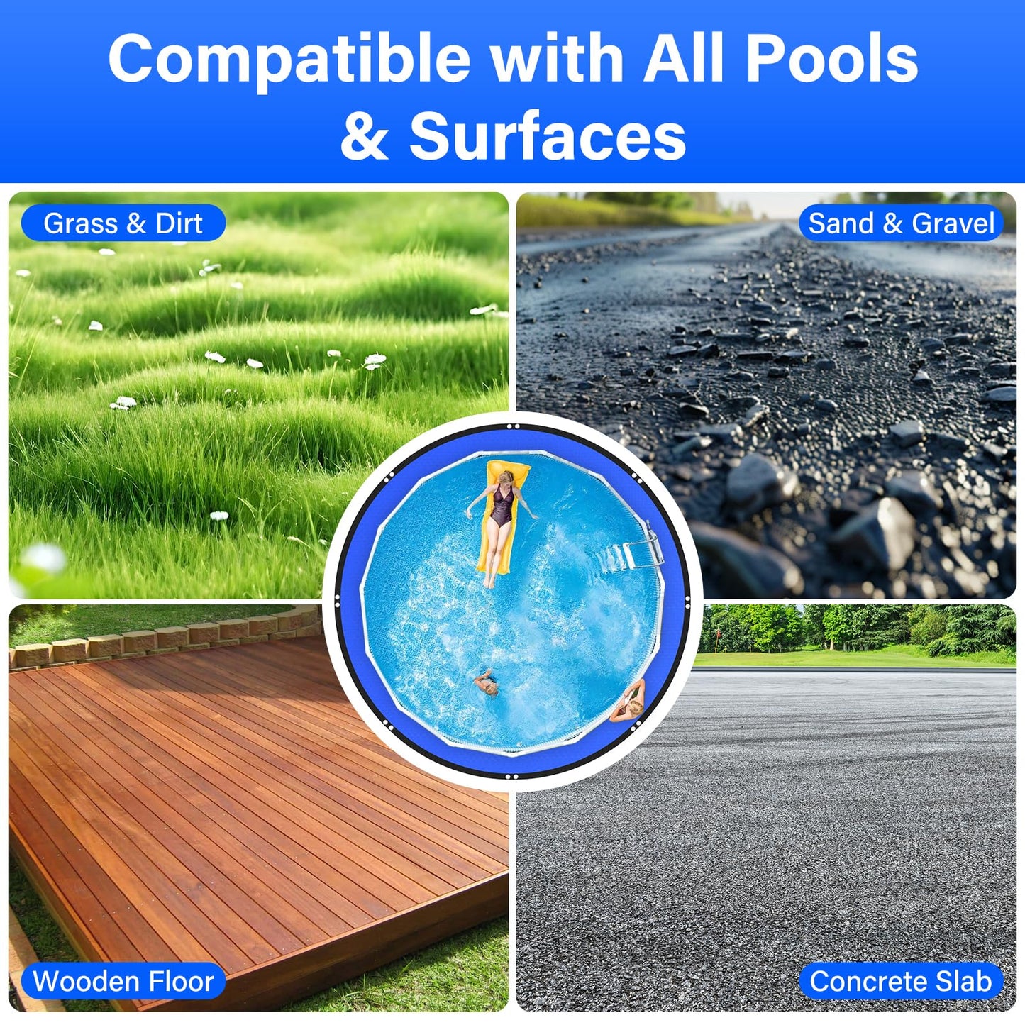 REGMICS 15FT Round Pool Liner Pad for Above Ground Pools, 165 GSM Thickened Puncture-Resistant Under Mat (16FT Actual), Heavy-Duty Underlayment with Metal Grommets
