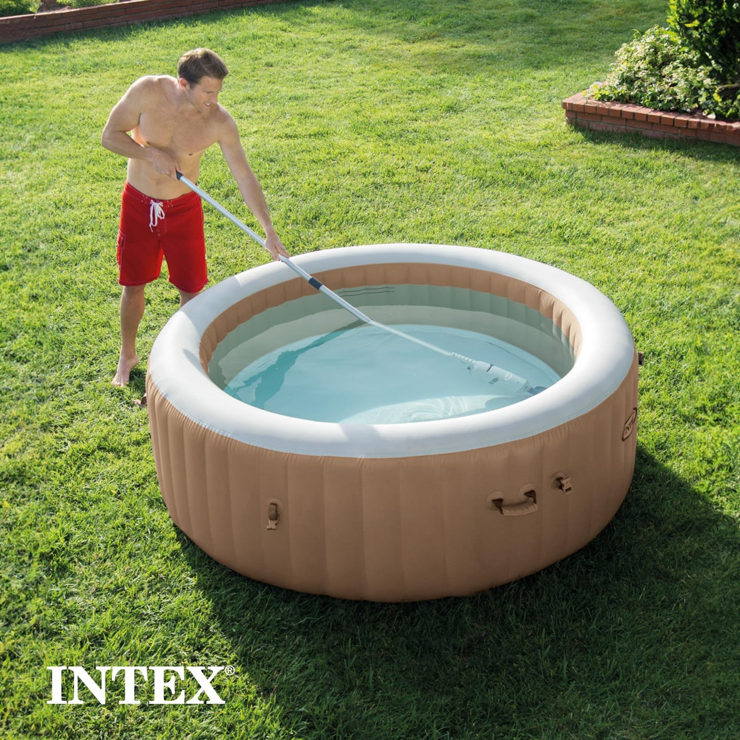 INTEX Rechargeable Handheld Pool Vacuum Cleaner with 94” Telescoping Pole, 2 Brush Heads, & Shaft Adapter for PureSpas & Pools