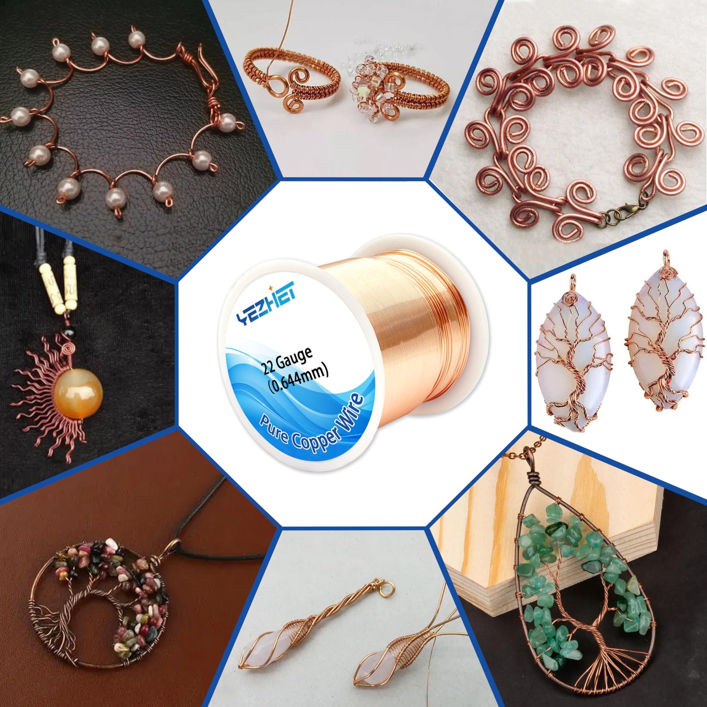 Solid Soil Copper Wire(22 Gauge, 16OZ, 500Ft) for Jewelry Making, Bare Pure Copper Wire for Crafts