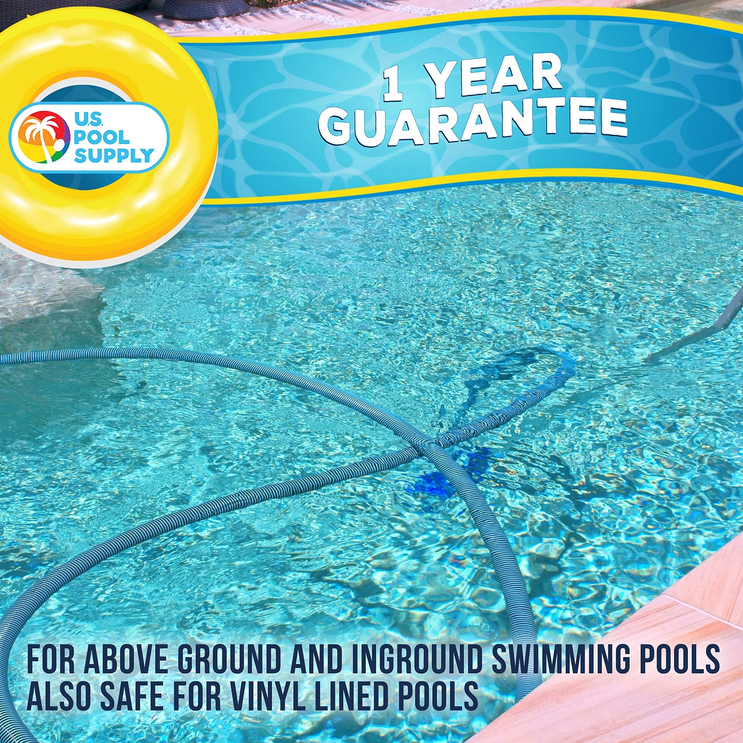 U.S. Pool Supply 12" Deluxe Weighted Butterfly Pool Vacuum Head with Side Brushes, Swivel Hose Connection, Pole Handle - Clean Debris Above Ground & In-Ground Swimming Pools, Spas – Vinyl Liner Safe