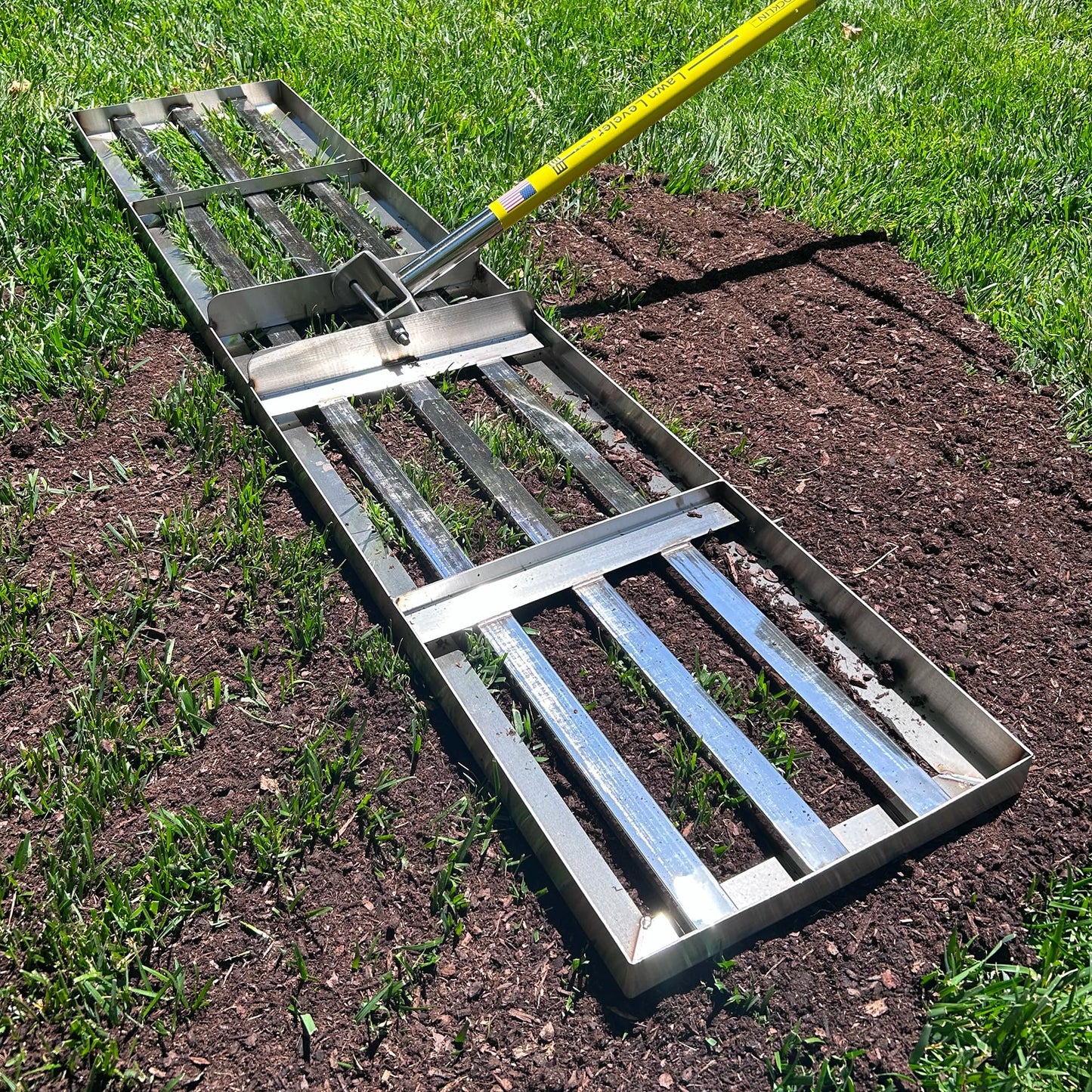 Rocklin⢠Lawn Leveling Rake |Stainless Steel Surface Leveling Tool | Level Soil or Dirt Ground Surfaces Easily | 48â x 10â Ground Plate | 78â Extra Long Handle