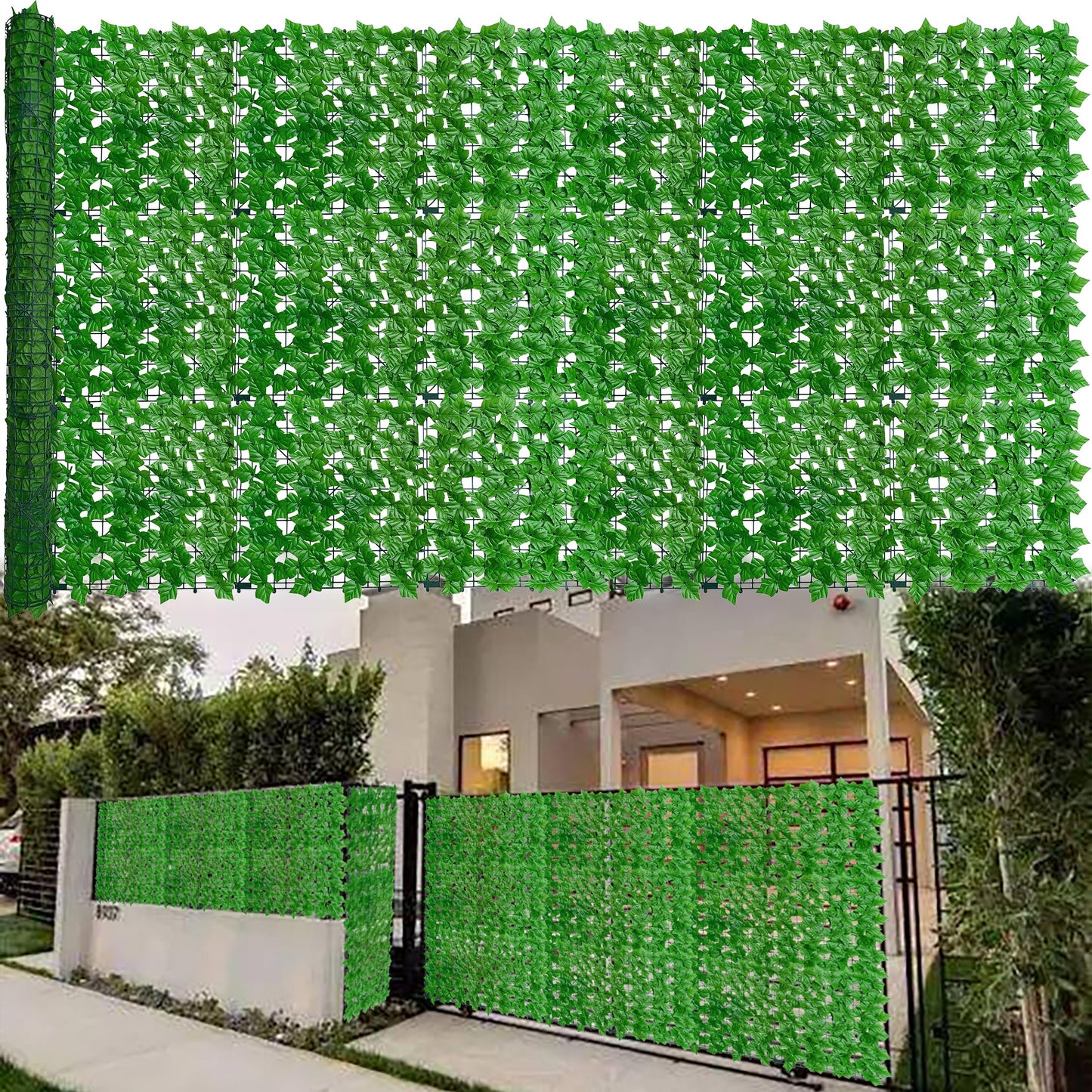 ODTORY Artificial Ivy Fence Privacy Screen,60 x 120 Inch UV-Anti Artificial Fake Ivy Hedge,Light Green Artificial Hedge Backyard Decor for Indoor, Outdoor,Garden,Fence,Balcony and Many Other Scenarios
