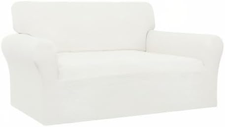 Easy-Going 100% Waterproof Oversized Loveseat Couch Cover, Dual Waterproof Sofa Cover, Stretch Jacquard Sofa Slipcover, Leakproof Furniture Protector for Kids, Pets, Dog and Cat, Cream