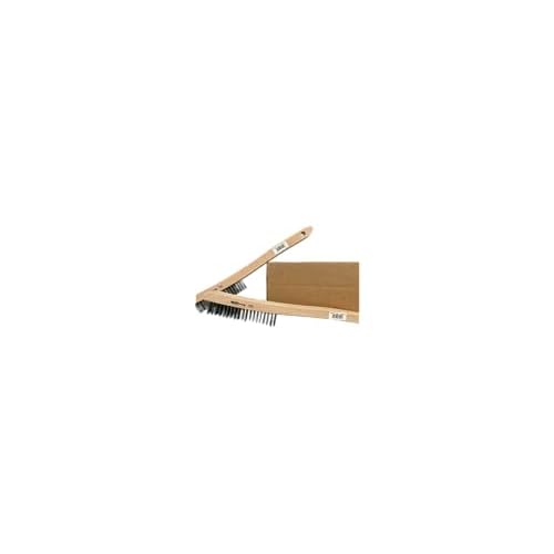 Forney 70504A 2-Pack Carbon Steel Wire Brush's with Curved Wood Handle, 13-3/4-Inch-by-.014-Inch, Assorted