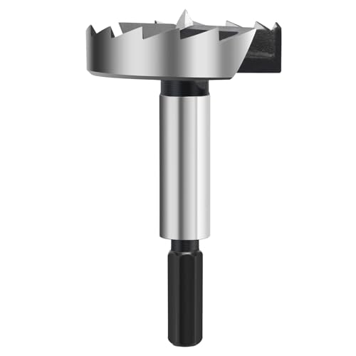 1-1/2 Inch Forstner Drill Bit for Woodworking, 1-1/2" Forstner Bit Wood Drill Bits for Holes, Hinge Cutter for Hard Wood, Plastic, Plywood HEX Shank
