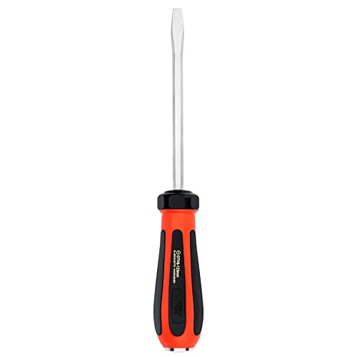 Jetech Striking Cap Go-Through Slotted Screwdriver, S2 Steel Flathead with Magnetic Tip, Ergonomic Soft Grip TPR Handle, 0.24 x 4.92 inches