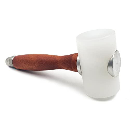 Leather Carving Hammer Mallet Wood Handle Nylon Hammer Mallet for Leathercraft Leather Carving DIY Leathercraft Mallet, Nylon T Head Wood Handle 7.4 Inch