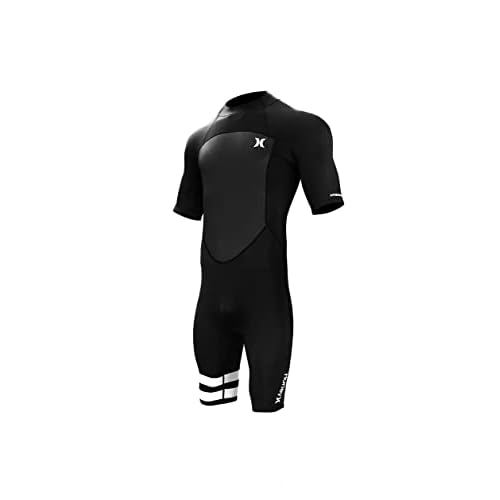 Hurley Mens Wetsuit - Fusion 202 2/2MM Short Sleeve Wetsuit for Men - UPF 50+ Stretch Neoprene Shorty Wet Suit with Back Zip