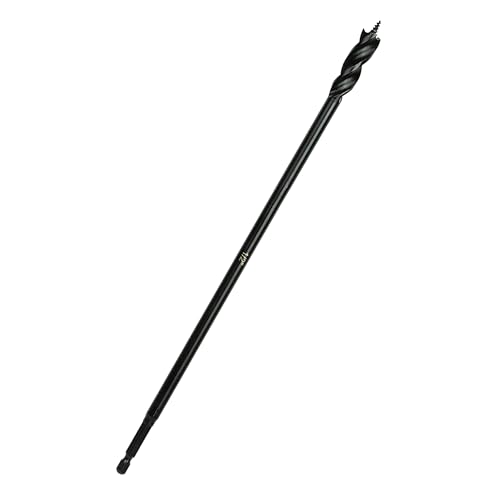 Greycore Tools 1/2 Inch x 12 Inch 3-Flute Auger Bit, Wood Drill Bit for Hard and Soft Wood, 1/4¡± Quick Change Shank, Woodworking Auger Bits (1/2¡± x 12¡± Auger)