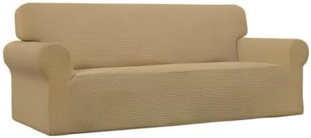 Easy-Going Stretch Sofa Slipcover 1-Piece Sofa Cover Furniture Protector Couch Soft with Elastic Bottom for Kids, Polyester Spandex Jacquard Fabric Small Checks (Sofa, Golden)