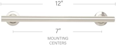 Seachrome 12-inch Coronado Designer Straight Bathroom Shower Grab Bar, Stainless Steel, Matte Black