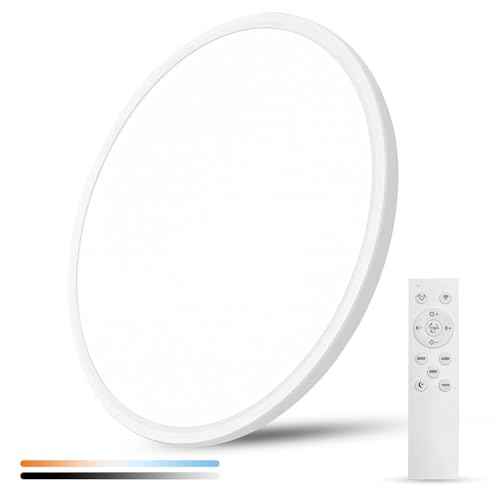 20 Inch Large LED Flush Mount Ceiling Light with Remote, 40W,4350LM, 3000K-6000K Selectable, White Round Flat Panel Low Profile Ceiling Light Fitures for Hallway, Kitchen, Bedroom, Laundry Room