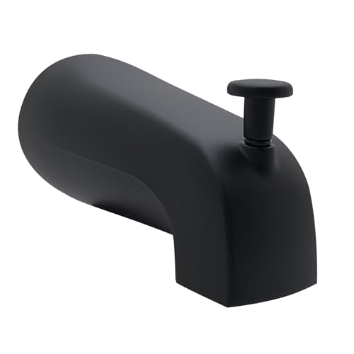 Westbrass CO531-62 5-1/4" Front Diverter Tub Spout with Tip-Toe Drain and 2-Hole Overflow Trim, Matte Black
