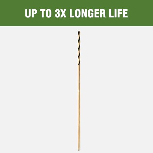 9/64 x 6 Inch Extra Long Drill Bits (6 Pack), Aircraft Drill Bit Black and Gold M2 HSS for Wood, Plastic, Thin Metal Sheet