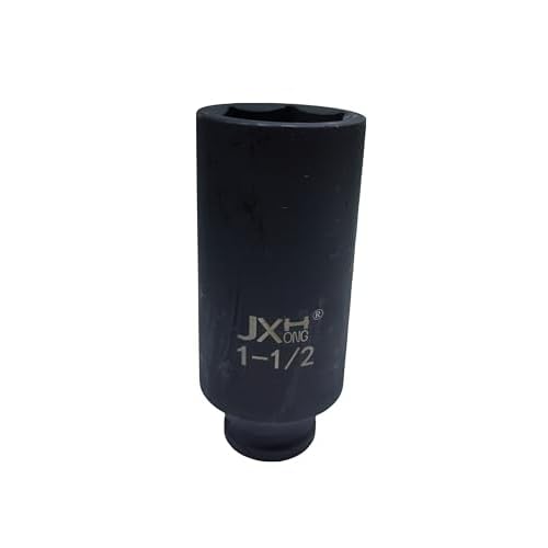 1/2" Drive 1-1/2" Impact Socket, Extra Deep, 6-Point, 4.7" Long, Heat Treated Cr-V Alloy Steel