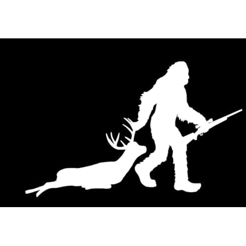 Thistle Brook Cottage Bigfoot Sasquatch Big Foot Carrying Rifle Hunting Decal Vinyl Sticker Cars Trucks Vans Walls Laptop White Hunting Deer Elk 5H X 8W Vinyl Decal Bumper Sticker