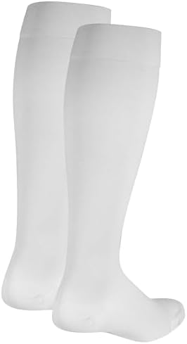 NuVein Medical Compression Stockings, 20-30 mmHg Support for Women & Men, Knee Length, Closed Toe, White, Large